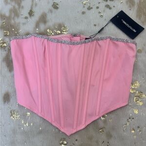 Pretty Little Thing 🎀 Chic Pink Bustier Corset with Rhinestone Detail